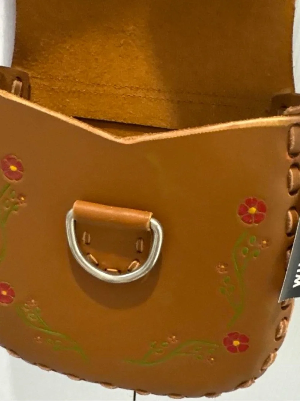Brown Floral-Embossed Crossbody Bag